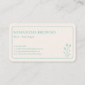 Carte De Visite Fleur turquoise encadrée (Dos)