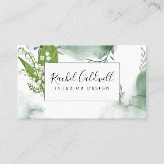 Carte De Visite Fleur verte aérée_Feuille blanche (Devant)