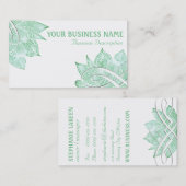 Carte De Visite Fleur verte artistique de Lotus sur le blanc (Devant / Derrière)