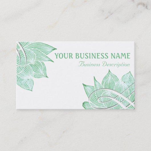 Carte De Visite Fleur verte artistique de Lotus sur le blanc (Devant)