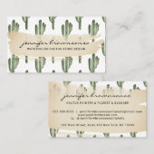 Carte De Visite Fleur verte bohème Cactus mignon (Devant / Derrière)