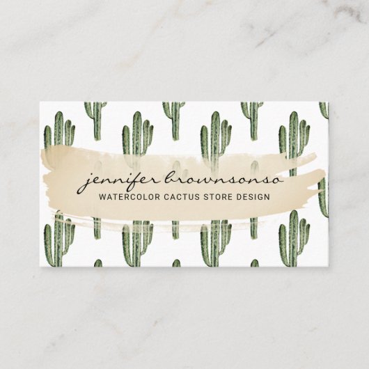 Carte De Visite Fleur verte bohème Cactus mignon (Devant)