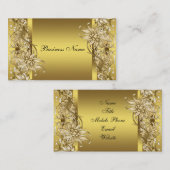 Carte De Visite Fleur victorienne or élégant or (Devant / Derrière)
