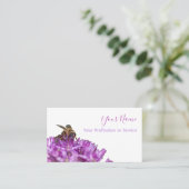 Carte De Visite Fleur violette avec abeille sur blanc! (Debout devant)