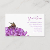 Carte De Visite Fleur violette avec abeille sur blanc! (Dos)