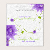 Carte De Visite Fleur violette sur Damas blanc (Extérieur déplié)