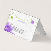 Carte De Visite Fleur violette sur Damas blanc (Dos)