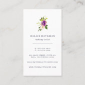 Carte De Visite Fleur vive | Aquarelle moderne Floral Vertical (Dos)