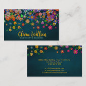 Carte De Visite Fleur Whimsical colorée (Devant / Derrière)