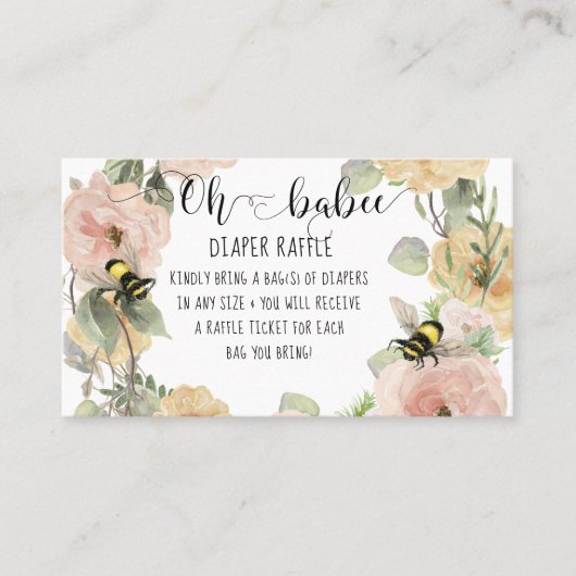 Carte De Visite Fleur Wreath Oh Babee Bumblebee Diaper Raffin (Devant)