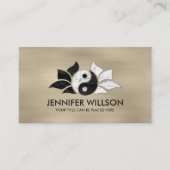 Carte De Visite Fleur Yin Yang Lotus - Marbre noir et blanc (Devant)