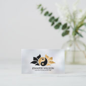 Carte De Visite Fleur Yin Yang Lotus - noir et or (Debout devant)