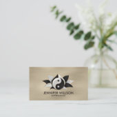 Carte De Visite Fleur Yin Yang Lotus - perle et marbre noir (Debout devant)