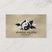 Carte De Visite Fleur Yin Yang Lotus - perle et marbre noir (Devant)