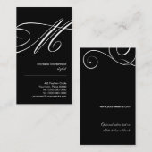 Carte de visite fleuri du monogramme M de (Devant / Derrière)