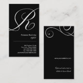 Carte de visite fleuri du monogramme R de (Devant / Derrière)