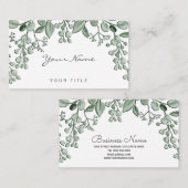Carte de visite fleuri Feuille verdoyant (Devant / Derrière)