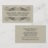 Carte de visite fleurie beige (Devant / Derrière)