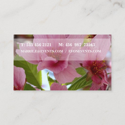 Carte de visite fleurie rose (Dos)