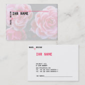 Carte De Visite Fleurir avec des roses (Devant / Derrière)