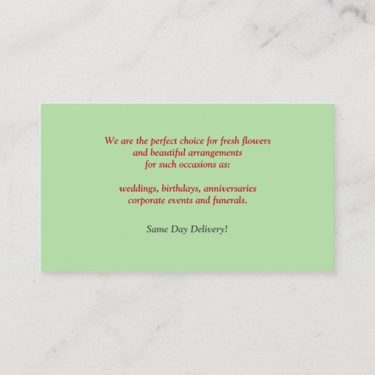 Carte de visite fleuriste (Dos)