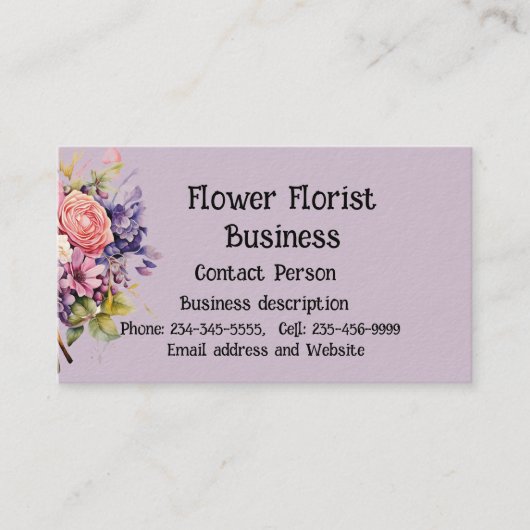 Carte De Visite Fleuriste À Vendre (Devant)
