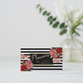 Carte De Visite Fleuriste blanc | noir floral rose de fleur de (Debout devant)