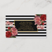 Carte De Visite Fleuriste blanc | noir floral rose de fleur de (Dos)