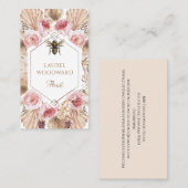 Carte De Visite Fleuriste Boho Blush Rose Floral Gold (Devant / Derrière)