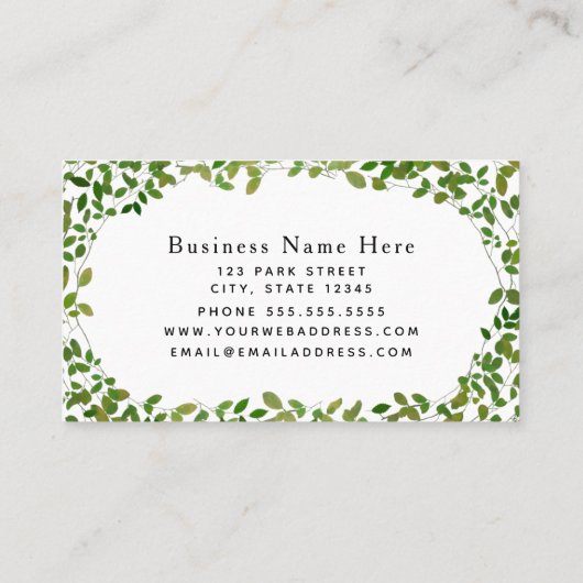 Carte De Visite Fleuriste botanique vert de conception florale (Dos)