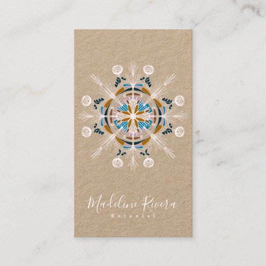 Carte De Visite Fleuriste botanique Yoga Boho Mandala Kraft (Devant)