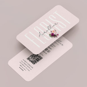 Carte De Visite Fleuriste botaniste esthétique rose moderne