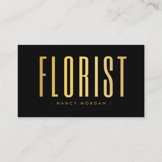 Carte De Visite Fleuriste Code Qr Logo Noir Et Or (Devant)