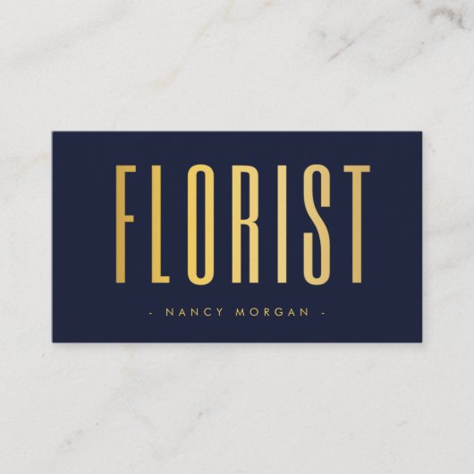 Carte De Visite Fleuriste Code Qr Photo Navy Et Or (Devant)