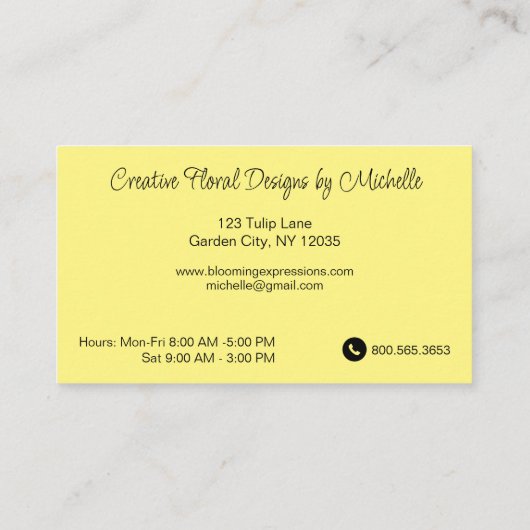 Carte de visite fleuriste des tulipes rouges (Dos)