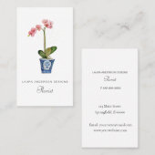 Carte De Visite Fleuriste d'orchidée aquarelle (Devant / Derrière)