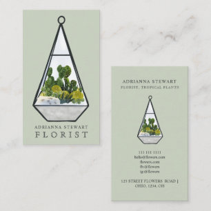 Carte De Visite Fleuriste du terrarium de cactus vert moderne