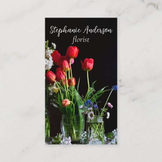 Carte De Visite Fleuriste Élégant (Devant)