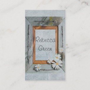 Carte De Visite fleuriste en bois de marguerite blanche de grange