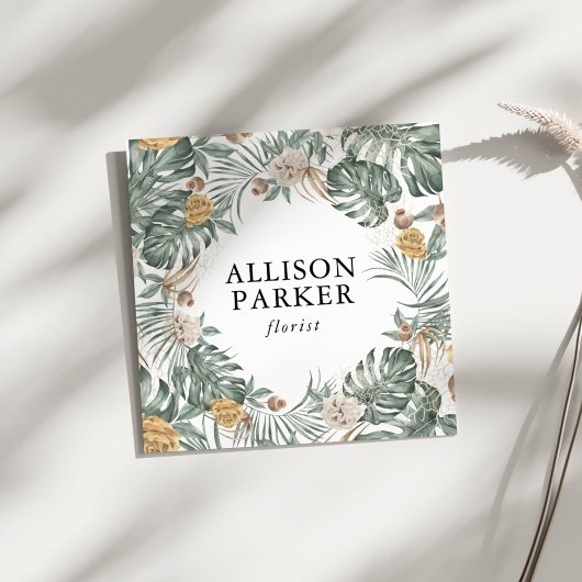 Carte de visite fleuriste Feuille vert