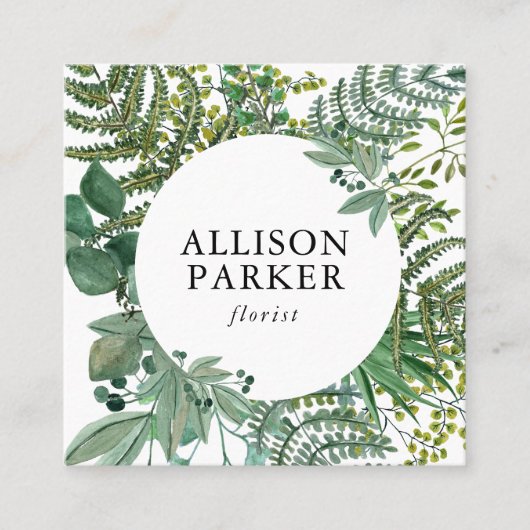 Carte de visite fleuriste Feuille vert (Devant)