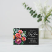 Carte De Visite Fleuriste Fleur de Rose Blanche Orange Rose Élégan (Debout devant)