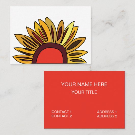 Carte De Visite Fleuriste Fleur de Tournesol (Devant / Derrière)
