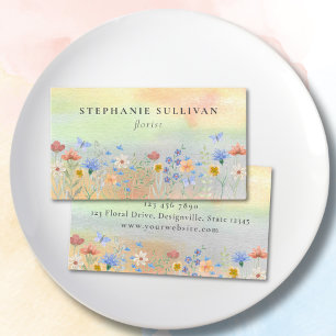Carte De Visite Fleuriste fleur sauvage Aquarelle
