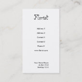 Carte De Visite Fleuriste/fleuriste (Dos)