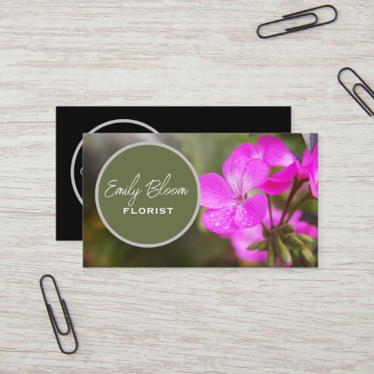 Carte De Visite Fleuriste, Fleurs (Devant/Arrière en situation)