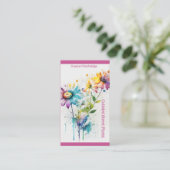 Carte de visite fleuriste. Fleurs éclaboussées des (Debout devant)