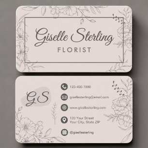 Carte De Visite Fleuriste Fleurs Roses Fanes