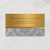 Carte De Visite Fleuriste | Fleurs roses métal or (Dos)