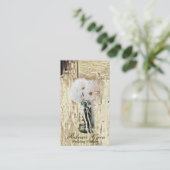 Carte De Visite fleuriste moderne en bois de grange blanc marais (Debout devant)